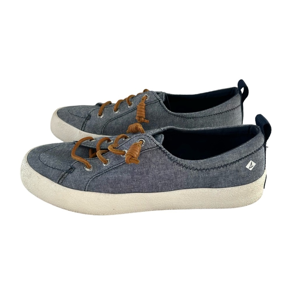 SPERRY Seacoast Light Blue Denim Canvas Slip On Boat Shoes 7.5